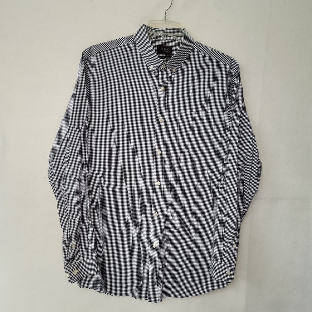 JACHS‎ New York Mens 80s Doubles Black Gingham Check Button Down Shirt XL